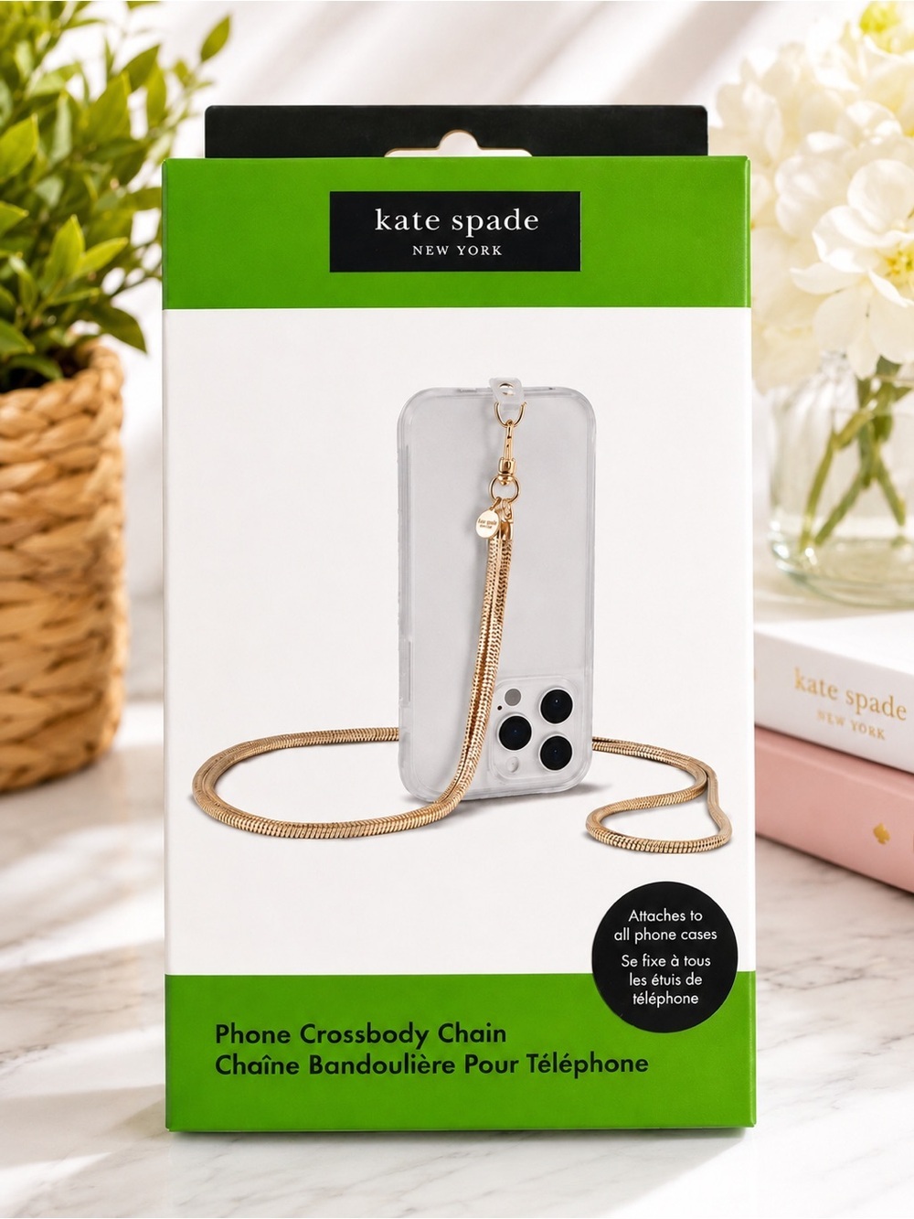 NWT Kate Spade New York Phone Crossbody Chain Strap Universal Gold